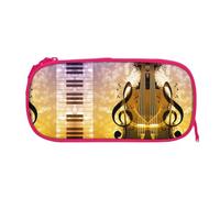 ESNAIUVCD Piano Violin Music Notes Print Zipper Large Pencil Case,Durable Stationery Pencilcase Bag,Multifunctional Pencilcase Bag Penbag for School College Office Adult Girls and Boys