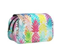 ESNAIUVCD Pineapple Painting Print Large Capacity Double Layer Pen Bag,Suitable for Boys, Girls and Adults,This Office Pen Bag with Compartment Design