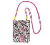 ESNAIUVCD Pink Cute Rose Mix Leopard Pattern Print Carry A Mobile Phone Bag Diagonally,Crossbody Bag,Suitable for Carrying Mobile Phone Change, Etc