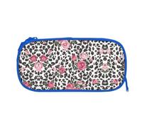 ESNAIUVCD Pink Cute Rose Mix Leopard Pattern Print Zipper Large Pencil Case,Durable Stationery Pencilcase Bag,Multifunctional Pencilcase Bag Penbag for School College Office Adult Girls and Boys