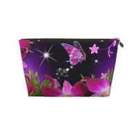 ESNAIUVCD Pink Flower and Butterfly Print Travel Makeup Bag Organizer Leather - Travel Toiletry Bag for Women & Men, Organizing Pouches for Purse with Zipper