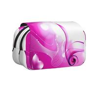 ESNAIUVCD Pink Heart Print Large Capacity Double Layer Pen Bag,Suitable for Boys, Girls and Adults,This Office Pen Bag with Compartment Design
