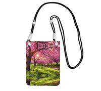 ESNAIUVCD Pink Orchard Print Carry A Mobile Phone Bag Diagonally,Crossbody Bag,Suitable for Carrying Mobile Phone Change, Etc