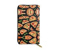 ESNAIUVCD Pizza 3D Print Genuine Leather Women's,Men's Wallets,Multi-Functionclutch Purse,Zip Around Large Travel â€‹Mobile Phone Long â€‹Money Purses