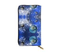 ESNAIUVCD Planet Galaxy Print Genuine Leather Women's,Men's Wallets,Multi-Functionclutch Purse,Zip Around Large Travel â€‹Mobile Phone Long â€‹Money Purses