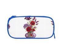 ESNAIUVCD Poppy Flower Print Zipper Large Pencil Case,Durable Stationery Pencilcase Bag,Multifunctional Pencilcase Bag Penbag for School College Office Adult Girls and Boys