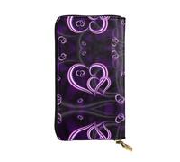 ESNAIUVCD Purple Hearts Print Genuine Leather Women's,Men's Wallets,Multi-Functionclutch Purse,Zip Around Large Travel â€‹Mobile Phone Long â€‹Money Purses