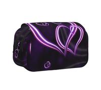 ESNAIUVCD Purple Hearts Print Large Capacity Double Layer Pen Bag,Suitable for Boys, Girls and Adults,This Office Pen Bag with Compartment Design