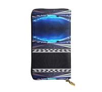 ESNAIUVCD Race Track Print Genuine Leather Women's,Men's Wallets,Multi-Functionclutch Purse,Zip Around Large Travel â€‹Mobile Phone Long â€‹Money Purses