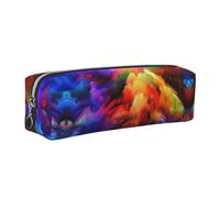 ESNAIUVCD Rainbow Cloud Print Leather Pencil Case Zippered Pouch Portable Large Capacity Stationery Organizer Cosmetic Bag for School Office(2pcs)
