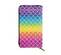 ESNAIUVCD Rainbow Fish Print Genuine Leather Women's,Men's Wallets,Multi-Functionclutch Purse,Zip Around Large Travel ​Mobile Phone Long ​Money Purses