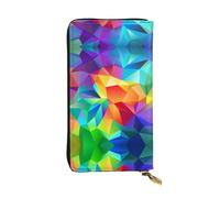 ESNAIUVCD Rainbow Geometric Print Genuine Leather Women's,Men's Wallets,Multi-Functionclutch Purse,Zip Around Large Travel â€‹Mobile Phone Long â€‹Money Purses