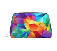 ESNAIUVCD Rainbow Geometric Print Makeup Bag, Cosmetic Bag,Women Pu Leather Cosmetic Bags with Wrist Strap Travel Toiletry Pouch Makeup Bag