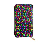 ESNAIUVCD Rainbow Hearts Print Genuine Leather Women's,Men's Wallets,Multi-Functionclutch Purse,Zip Around Large Travel Mobile Phone Long Money Purses