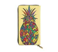 ESNAIUVCD Rainbow Pineapple Print Genuine Leather Women's,Men's Wallets,Multi-Functionclutch Purse,Zip Around Large Travel ​Mobile Phone Long ​Money Purses