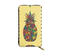 ESNAIUVCD Rainbow Pineapple Print Genuine Leather Women's,Men's Wallets,Multi-Functionclutch Purse,Zip Around Large Travel â€‹Mobile Phone Long â€‹Money Purses
