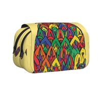 ESNAIUVCD Rainbow Pineapple Print Large Capacity Double Layer Pen Bag,Suitable for Boys, Girls and Adults,This Office Pen Bag with Compartment Design