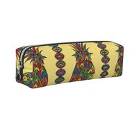 ESNAIUVCD Rainbow Pineapple Print Leather Pencil Case Zippered Pouch Portable Large Capacity Stationery Organizer Cosmetic Bag for School Office(2PCS)
