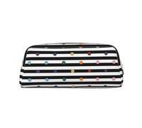 ESNAIUVCD Rainbow Polka Dot Stripe Black and White Print Pencil Bag Zipper Large Pencil Bag Work Travel - Multifunctional Pencil Case,Makeup Bag