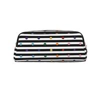 ESNAIUVCD Rainbow Polka Dot Stripe Black and White Print Pencil Bag Zipper Large Pencil Bag Work Travel - Multifunctional Pencil Case,Makeup Bag