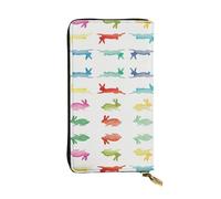 ESNAIUVCD Rainbow Rabbit Print Genuine Leather Women's,Men's Wallets,Multi-Functionclutch Purse,Zip Around Large Travel â€‹Mobile Phone Long â€‹Money Purses