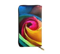 ESNAIUVCD Rainbow Rose Print Genuine Leather Women's,Men's Wallets,Multi-Functionclutch Purse,Zip Around Large Travel ​Mobile Phone Long ​Money Purses