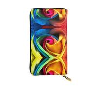 ESNAIUVCD Rainbow Rose Print Genuine Leather Women's,Men's Wallets,Multi-Functionclutch Purse,Zip Around Large Travel â€‹Mobile Phone Long â€‹Money Purses