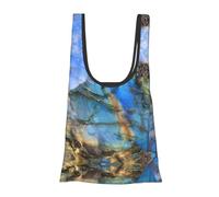 ESNAIUVCD Rainbow Stone Print Reusable, Foldable,Washable Grocery Bags Foldable In A Pouch Eco Tote Shopping Bag,Daily Shopping Loading