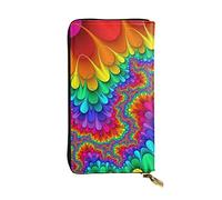 ESNAIUVCD Rainbow Tie Dye-Red Print Genuine Leather Women's,Men's Wallets,Multi-Functionclutch Purse,Zip Around Large Travel ​Mobile Phone Long ​Money Purses