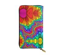 ESNAIUVCD Rainbow Tie Dye-Red Print Genuine Leather Women's,Men's Wallets,Multi-Functionclutch Purse,Zip Around Large Travel â€‹Mobile Phone Long â€‹Money Purses