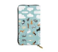 ESNAIUVCD Raining Cats & Dogs Print Genuine Leather Women's,Men's Wallets,Multi-Functionclutch Purse,Zip Around Large Travel â€‹Mobile Phone Long â€‹Money Purses