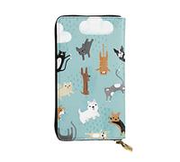 ESNAIUVCD Raining Cats & Dogs Print Genuine Leather Women's,Men's Wallets,Multi-Functionclutch Purse,Zip Around Large Travel â€‹Mobile Phone Long â€‹Money Purses