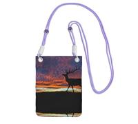ESNAIUVCD Red Deer Bull Elk Sunset Print Carry A Mobile Phone Bag Diagonally,Crossbody Bag,Suitable for Carrying Mobile Phone Change, Etc