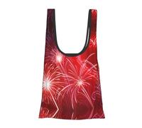 ESNAIUVCD Red Hearts Fireworks Print Reusable, Foldable,Washable Grocery Bags Foldable In A Pouch Eco Tote Shopping Bag,Daily Shopping Loading