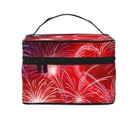 ESNAIUVCD Red Hearts Fireworks Print Toiletry Bag Large Cosmetic Bag Travel Makeup Bag Organizer for Women