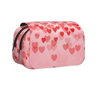 ESNAIUVCD Red Hearts Print Large Capacity Double Layer Pen Bag,Suitable for Boys, Girls and Adults,This Office Pen Bag with Compartment Design