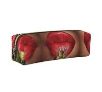 ESNAIUVCD Red Lips Getting Ready to Kiss A Frog Print Leather Pencil Case Zippered Pouch Portable Large Capacity Stationery Organizer Cosmetic Bag for School Office(2PCS)