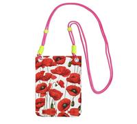 ESNAIUVCD Red Poppy Flower Print Carry A Mobile Phone Bag Diagonally,Crossbody Bag,Suitable for Carrying Mobile Phone Change, Etc