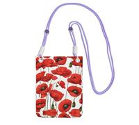 ESNAIUVCD Red Poppy Flower Print Carry A Mobile Phone Bag Diagonally,Crossbody Bag,Suitable for Carrying Mobile Phone Change, Etc