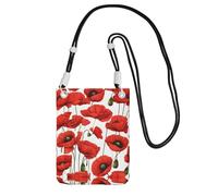 ESNAIUVCD Red Poppy Flower Print Carry A Mobile Phone Bag Diagonally,Crossbody Bag,Suitable for Carrying Mobile Phone Change, Etc
