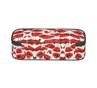 ESNAIUVCD Red Poppy Flower Print Pencil Case for Kids,School Pen Bags Large Capacity Pencil Elementary School Pen Case Children Stationery Bags