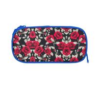 ESNAIUVCD Red Rose Garden Print Zipper Large Pencil Case,Durable Stationery Pencilcase Bag,Multifunctional Pencilcase Bag Penbag for School College Office Adult Girls and Boys