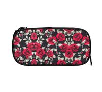 ESNAIUVCD Red Rose Garden Print Zipper Large Pencil Case,Durable Stationery Pencilcase Bag,Multifunctional Pencilcase Bag Penbag for School College Office Adult Girls and Boys