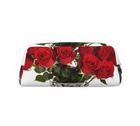 ESNAIUVCD Red Roses Printed Print Pencil Bag Zipper Large Pencil Bag Work Travel - Multifunctional Pencil Case,Makeup Bag