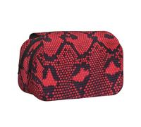 ESNAIUVCD Red Snake Pattern Print Large Capacity Double Layer Pen Bag,Suitable for Boys, Girls and Adults,This Office Pen Bag with Compartment Design