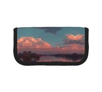 ESNAIUVCD River and The Great Sky Print Pencil Case Big Capacity Pencil Bag Makeup Pouch Durable Students Stationery with Double Zipper for School/Office