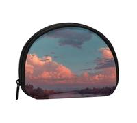 ESNAIUVCD River and The Great Sky Print Portable Mini Storage Bag Shell Shaped Wallet Small Coin Wallet Shell Storage Bag