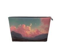 ESNAIUVCD River and The Great Sky Print Travel Makeup Bag Organizer Leather - Travel Toiletry Bag for Women & Men, Organizing Pouches for Purse with Zipper