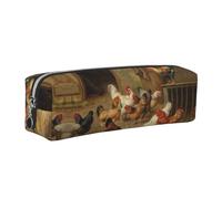 ESNAIUVCD Roast Chicken Hen Farm Print Leather Pencil Case Zippered Pouch Portable Large Capacity Stationery Organizer Cosmetic Bag for School Office(2pcs)
