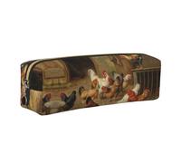 ESNAIUVCD Roast Chicken Hen Farm Print Leather Pencil Case Zippered Pouch Portable Large Capacity Stationery Organizer Cosmetic Bag for School Office(2pcs)